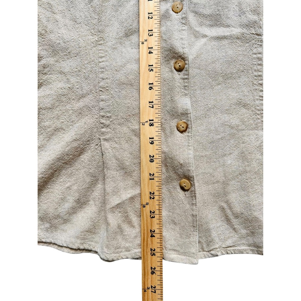Coastal Linen Orvis Button Top Beige Rayon Camp Blouse M - Picture 5 of 8